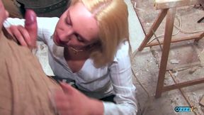 Blonde beauty undresses and experiences intense anal pleasure.
