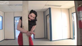 Lady in Red Pole-tied Cleavegagged