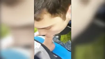 Twink gives blowjob on webcam with new iPhone