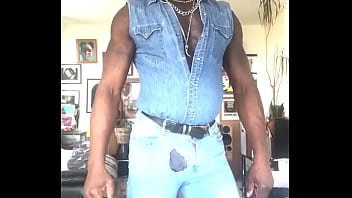 Black Muscle Tight Denim and Leather Session