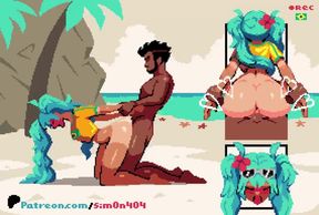 Pulling Back Miku's Hands & Fucking Her Hard at the Beach (Pixel Porn)