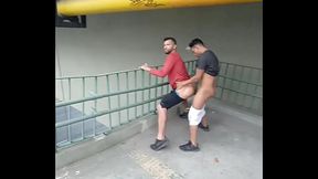 Caught in the act: well-endowed men urinate and then have sex with each other