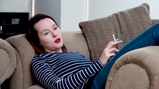 Red-Lipped Girl Smoking