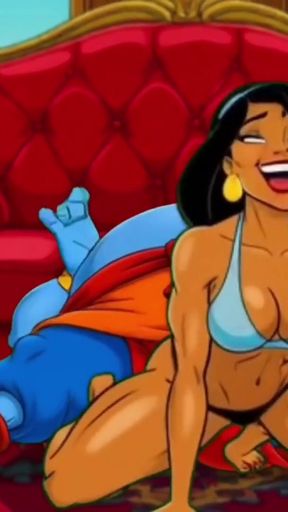 Princess Jasmine enjoys sexual pleasure. She picked up the magic lamp and began rubbing it with her pussy   Clip 1