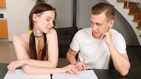 Studying leads to hot homework with a horny professor