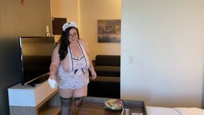 Busty BBW Maid Masturbates on Your Bed