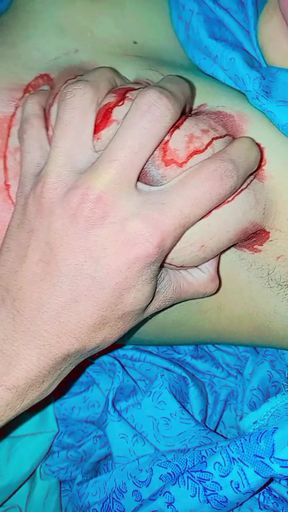 Boobs tato  press hardly Husband wife