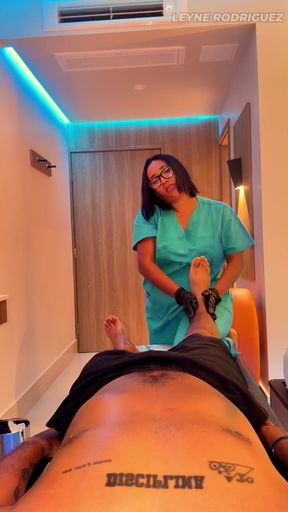 POV Sensual Latina Massage - Relaxing Music, HJ &amp; Blowjob Finish