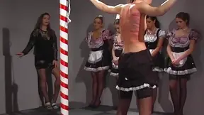 Submissive Brunette Gets Whipped On Her Back While Tied Up Seductively