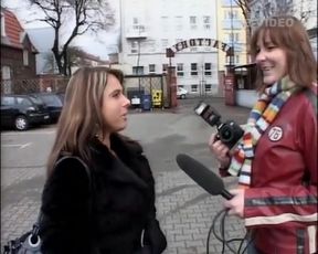 A real whore who has her big boobs photographed on the street while she goes to fuck with her partner