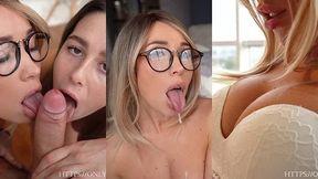 Blonde Stepmom and Stepsister Share Sensual Threesome Cum 4k
