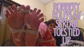 Robbery roleplay: enter when I'm with pajamas and dirty feet, oil on feet, spreading toes and wiggle. Body tied up and feet