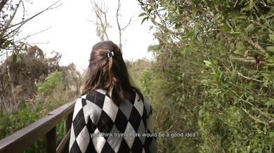 Petite horny teen fucked in public park - Almost caught! - Outdoor amateur sex