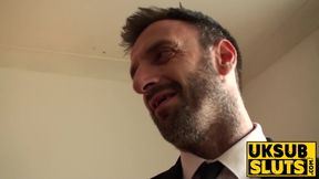 Redhead gets throat fucked in maledom session