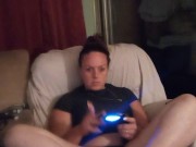 Slutty secretary gets off of work and lifts up mini dress to show off panties and smokes cigarettes