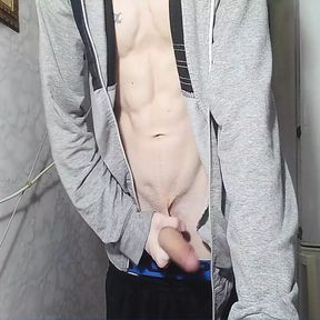 A young guy with a gorgeous erotic body shows off his big adorable cock and ass on Webcam for you