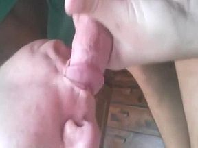 BBW deepthroats and gives rimjob to her younger boyfriend