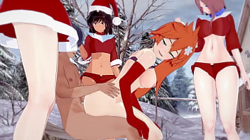 Christmas Harem - Sex with 4 hot girls in a Santa costume