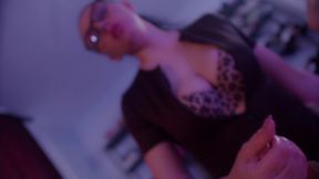 prurient lady pegging her male s and gets cum.