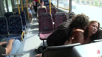 Bound Euro slut fucked in public bus