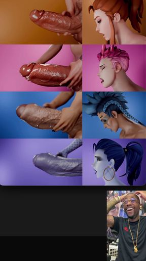 Multiple Overwatch Transgender Sluts Jerking off and Cumming at the Same Time