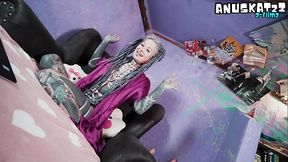 Tattooed model teases with wet pussy and anal fingering