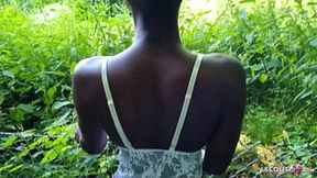 German Black Teen Ebony Zaawaadi Quick Outdoor Interracial Encounter