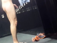 Caught getting hard on in locker room - boner spy, big dick