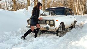 CAR STUCK Christina got stuck in the snow