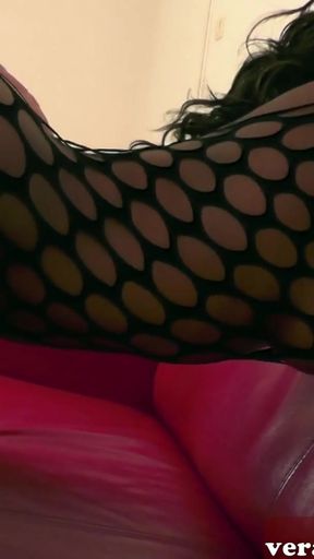 Key moment from "GERMAN BLACK EBONY MILF'S FIRST PORN CASTING IN NYLONS"