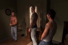 Threeway Buff Hunk ejaculated