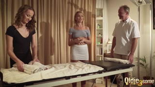 Best old young threesome for horny old man that wants to fuck teens
