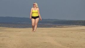 big ass in mini shorts - walk on beach
