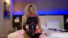 HW Design heavy rubber mask corset POV ruffle latex transparent big boobs