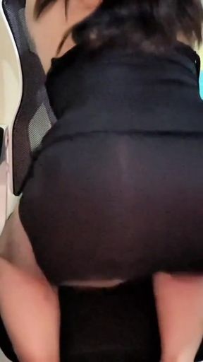 The hardworking chick&#039;s flower enjoys her imagination as she works flashy her virgin with a small bottle   Clip 1