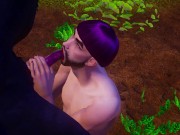 Mature man sat down on the cock of the Furry werewolf