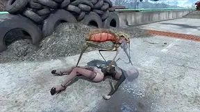 Heroine Ambushed by Fallout Mutants Twisted Probe in Dark Wasteland