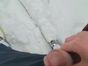 Horny ski trip jerk outside