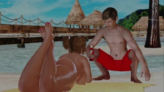 Max's Life Cap 24 - Massage to Sexy Woman on Nudist Beach