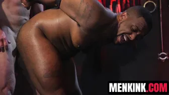 Micah Martinez gags on Dale Savage's big cock in kinky BDSM session