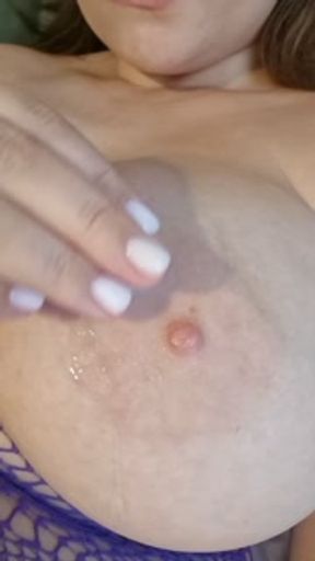 BDSM foreplay in fishnet dress, foreplay with ice, roulette, pussy pump, nipples clamps, cum