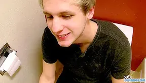 Blond Dick-Hungry Stud Gives a Quick Public Toilet Blowjob - OurBoyFriends