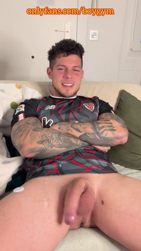 My BIG COCK Cums With Football T-Shirt