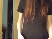 Small tiddy trans goth gf cums all over her dress