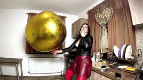 shiny inflatable balloon fetish. leather smoking, spitting and double cum licking preview