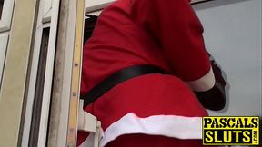 Chubby subslut Saskia Squirts slammed and fed with jizz