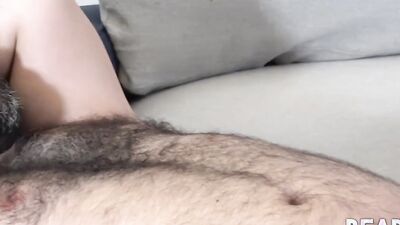 Handsome hunks with beard and body hair fuck after oral