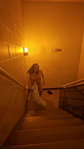 Stripping in the stairs of my apartment