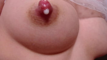 Milky nipples and that fluid all around my sexy body - close up