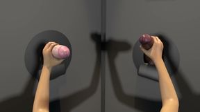 Double Glory Hole Futa Handjob Blowjob